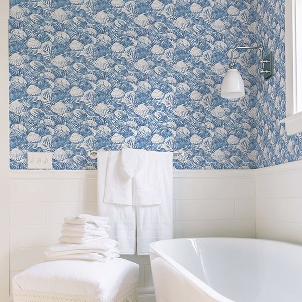 2904-25691 Surfside Blue Shells Wallpaper