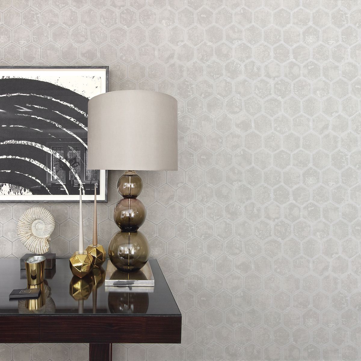 2927-00406 Starling Silver Honeycomb Wallpaper