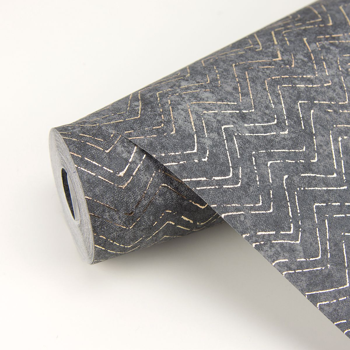2927-00601 Luna Charcoal Distressed Chevron Wallpaper