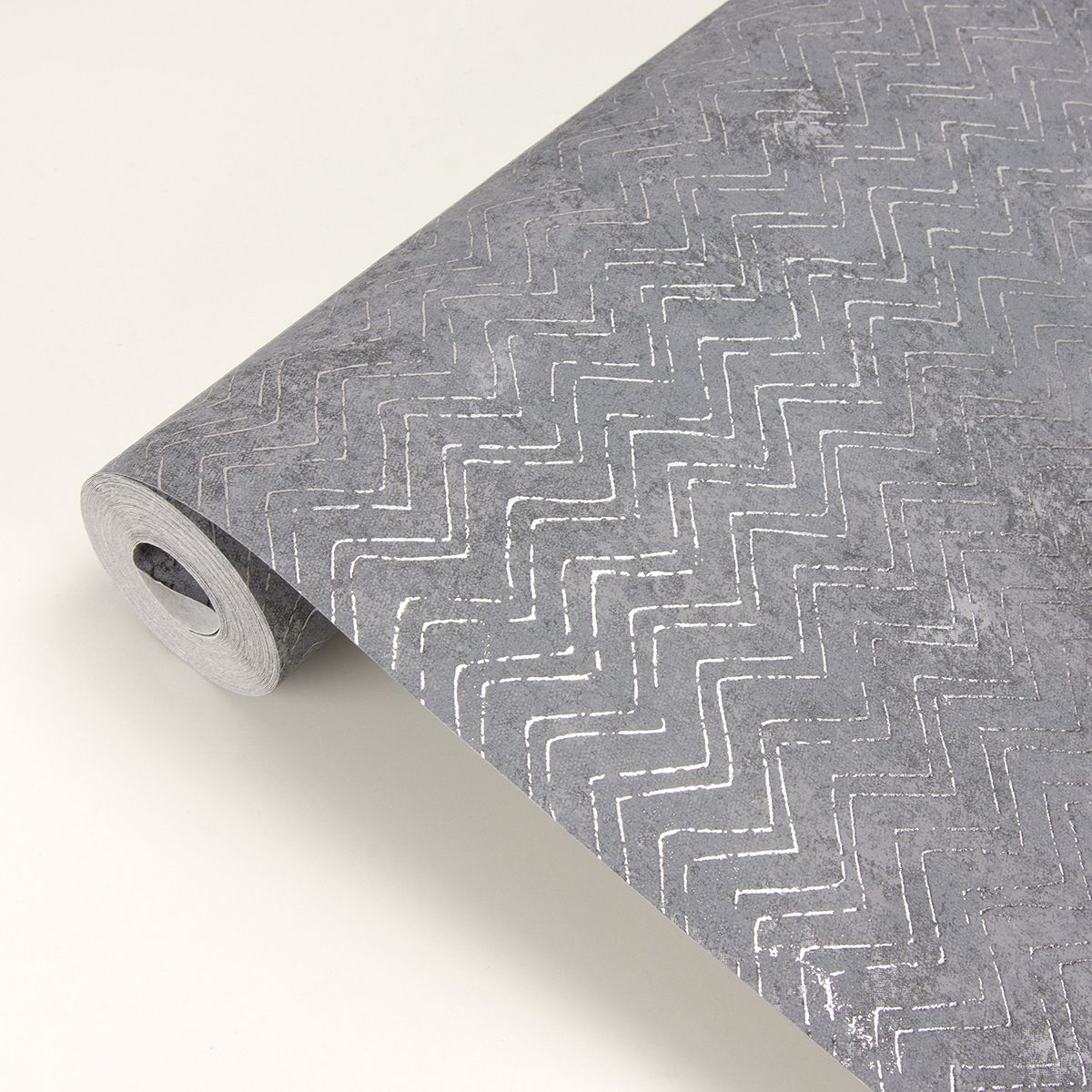 2927-00602 Luna Pewter Distressed Chevron Wallpaper
