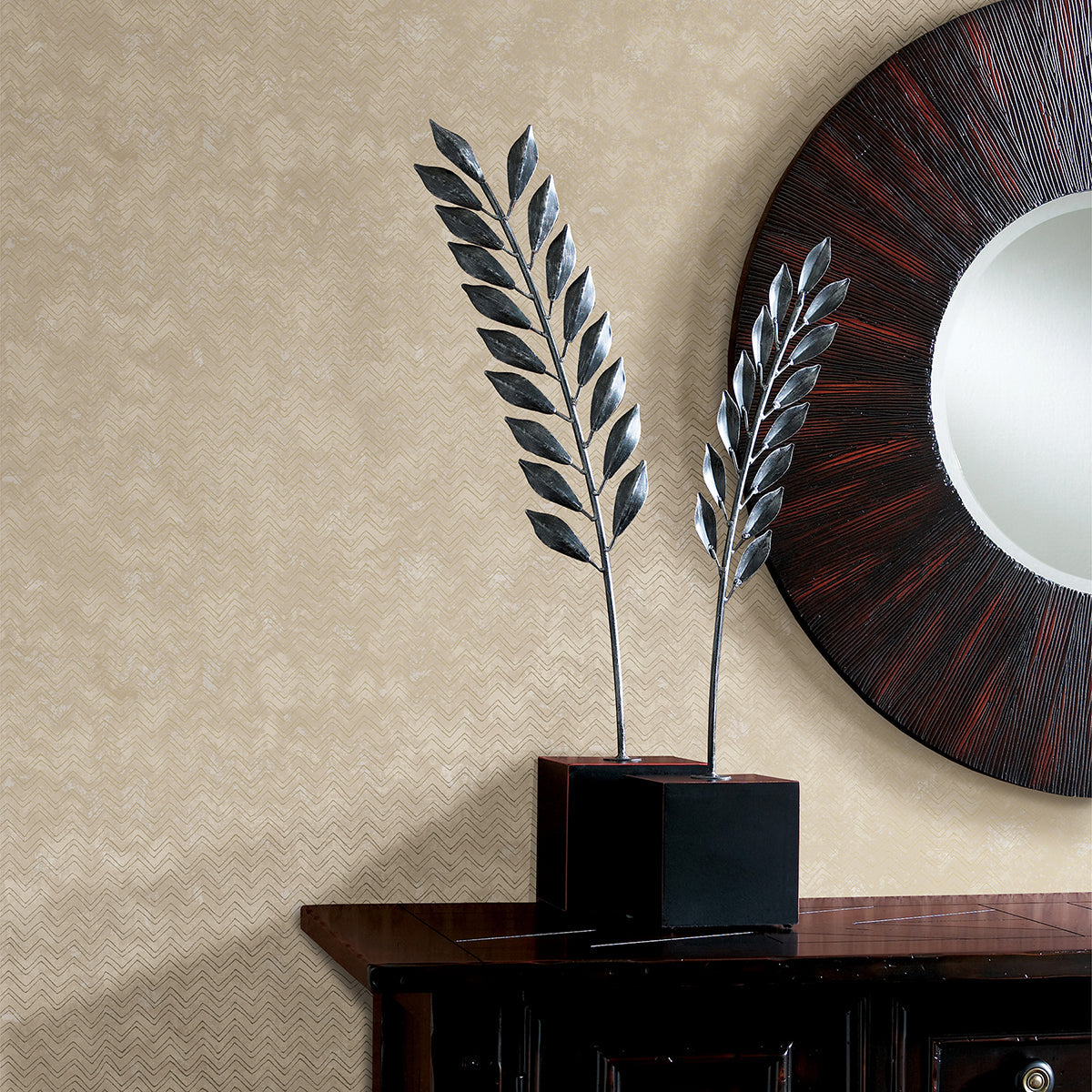 2927-00603 Luna Copper Distressed Chevron Wallpaper