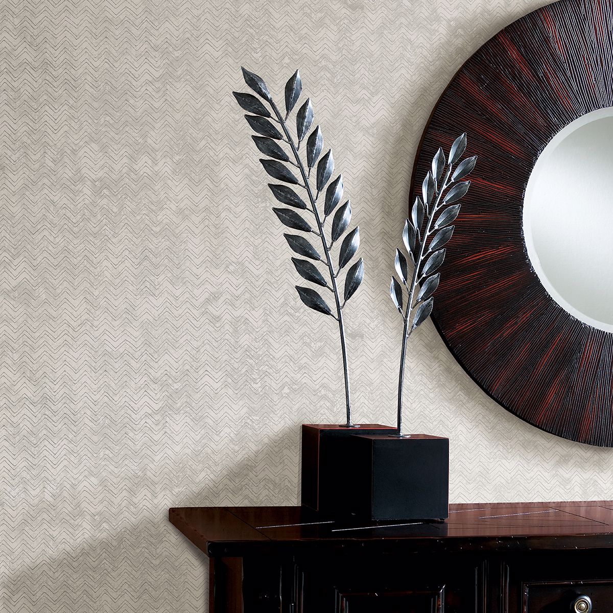 2927-00604 Luna Platinum Distressed Chevron Wallpaper