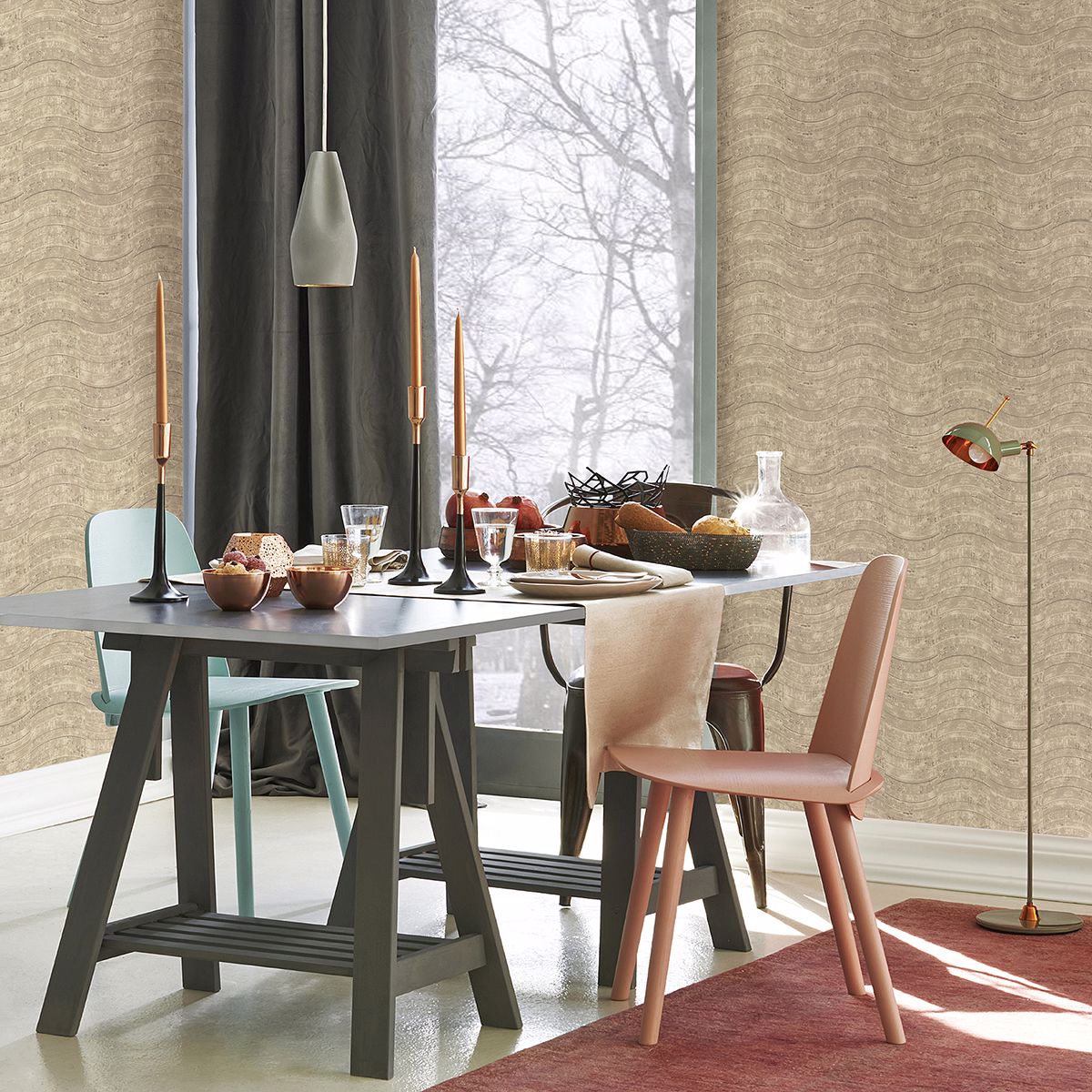 2927-10802 Hydra Taupe Geometric Wallpaper