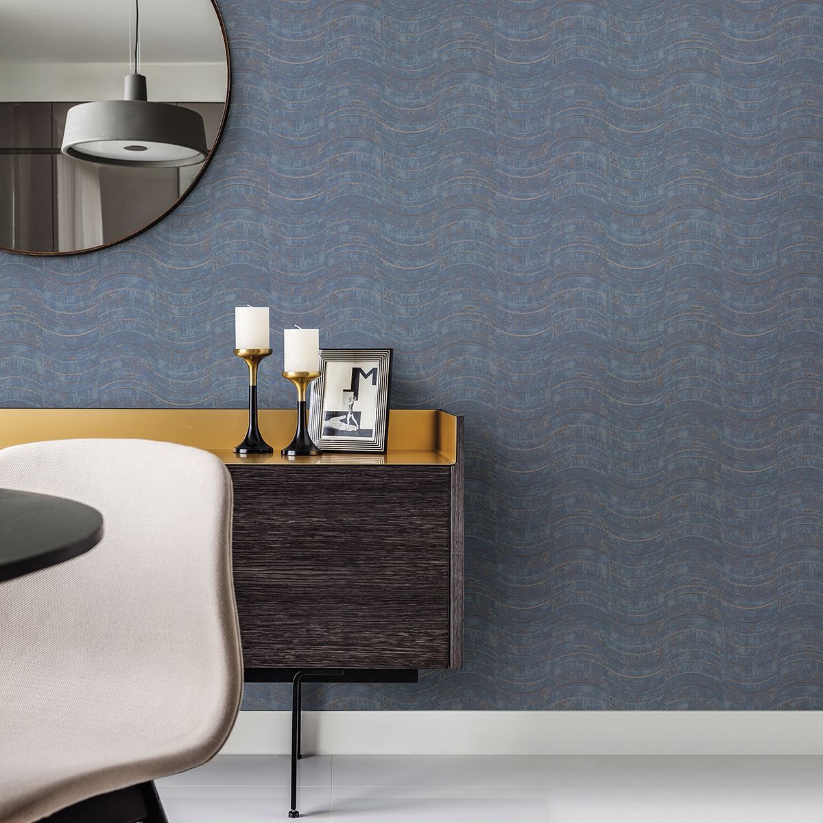 2927-10805 Hydra Blue Geometric Wallpaper