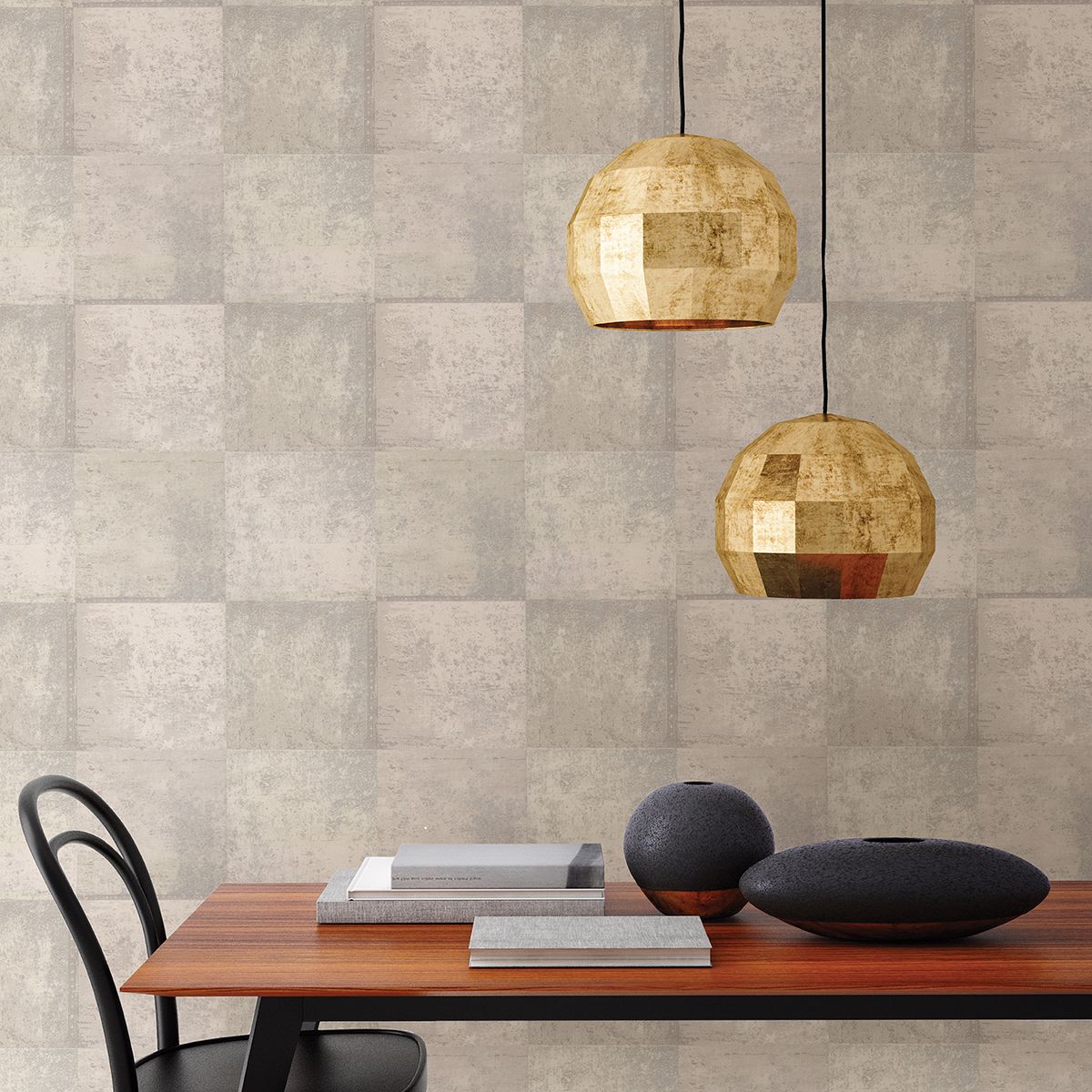 2927-10902 Vela Ivory Distressed Geometric Wallpaper