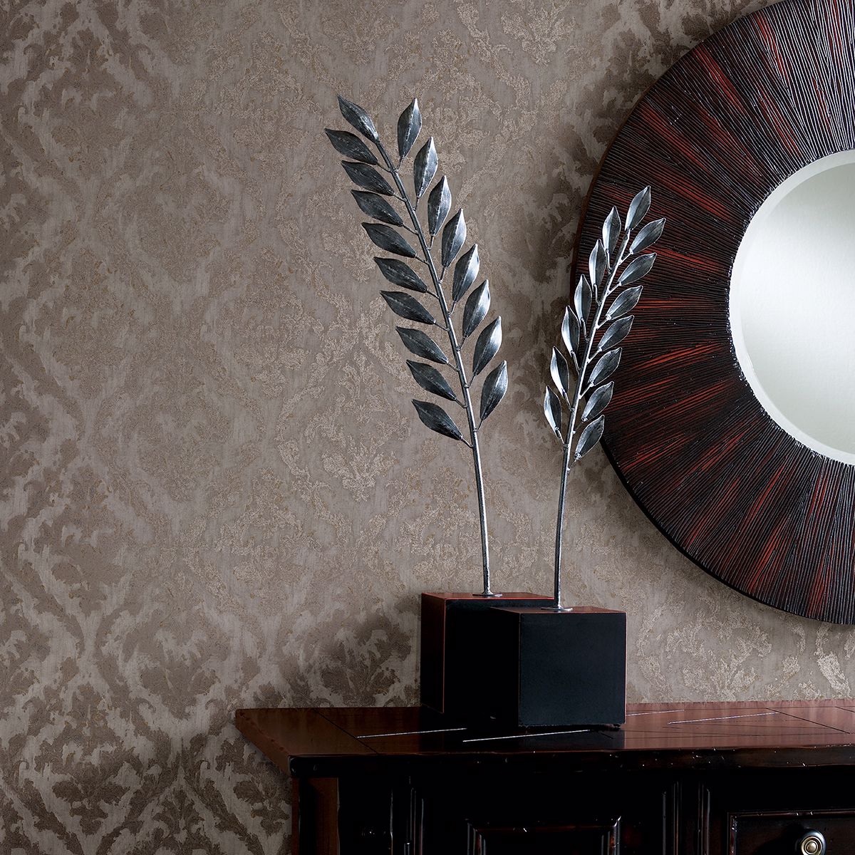 2927-20102 Lyra Bronze Damask Wallpaper