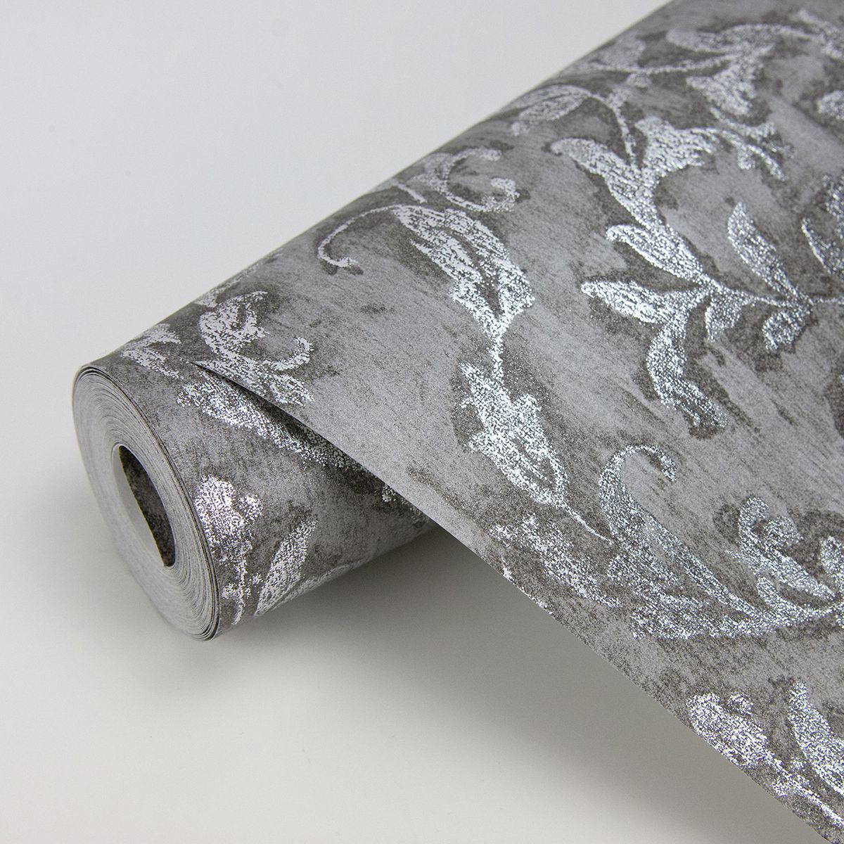 2927-20108 Lyra Pewter Damask Wallpaper