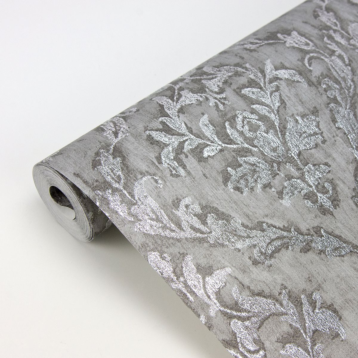 2927-20108 Lyra Pewter Damask Wallpaper