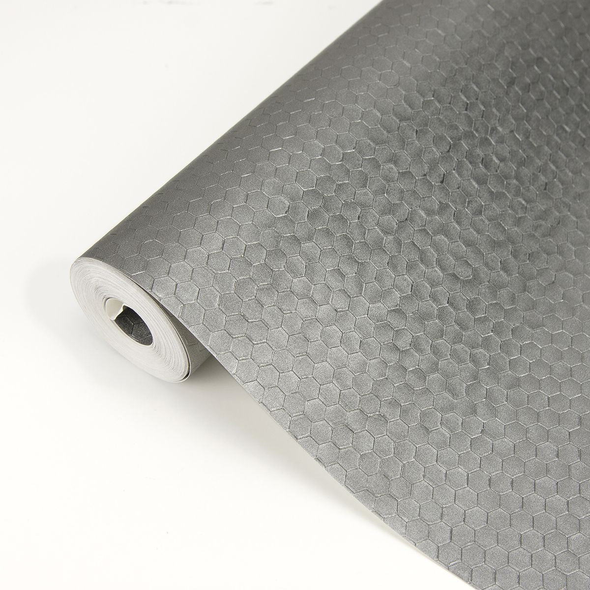 2927-42488 Carbon Pewter Honeycomb Geometric Wallpaper