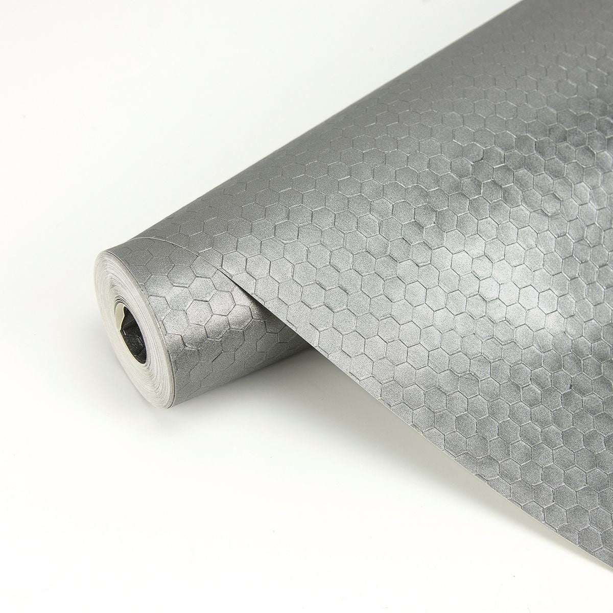 2927-42488 Carbon Pewter Honeycomb Geometric Wallpaper