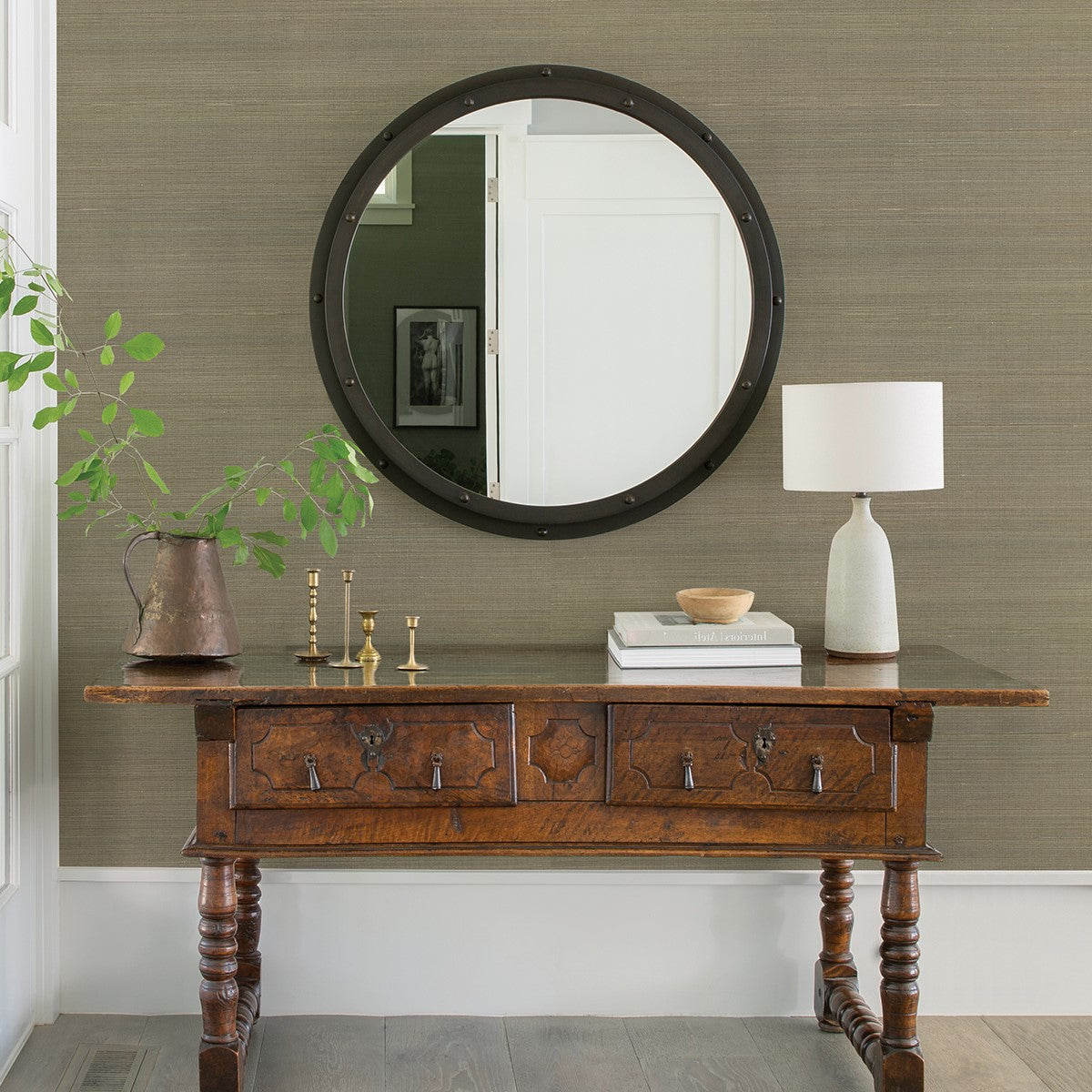 2972-54752 Hiromi Pewter Abaca Grasscloth Wallpaper