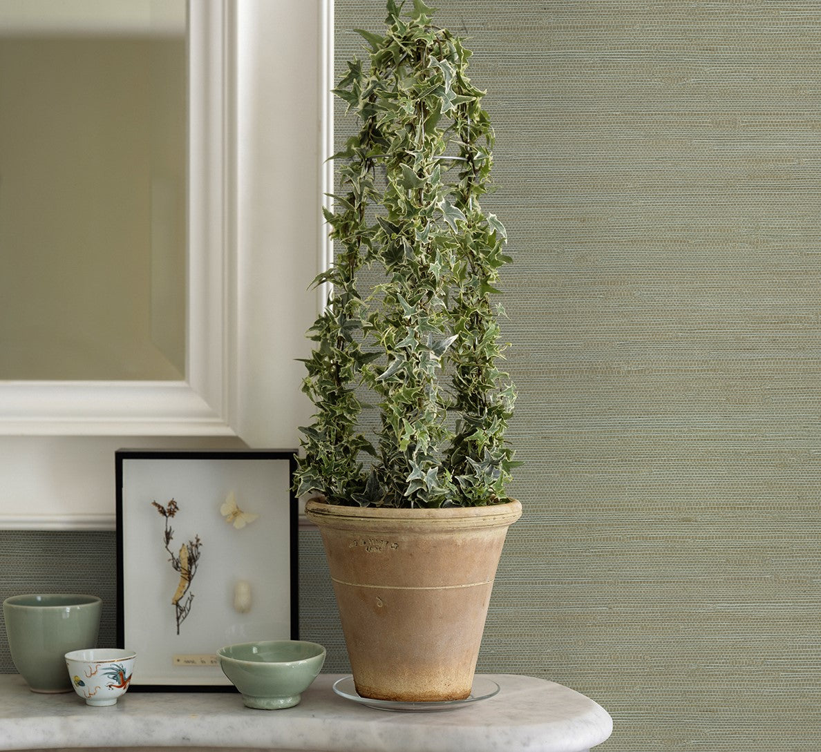 2972-65609 Battan Mint Jute Grasscloth Wallpaper