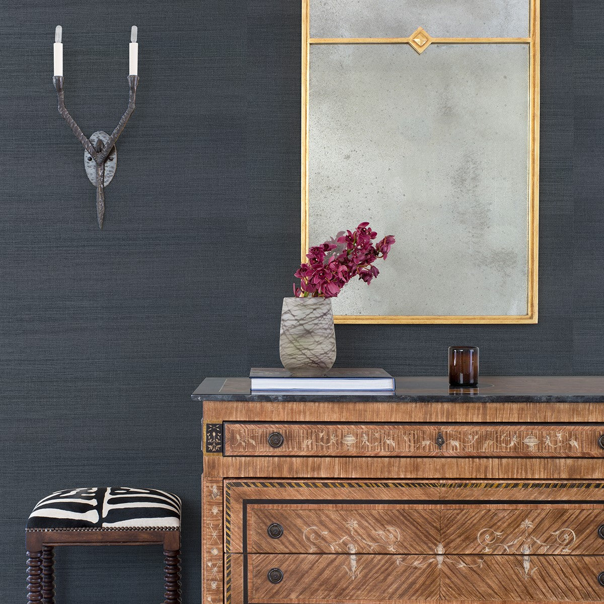 2972-80015 Victoria Indigo Sisal Grasscloth Wallpaper
