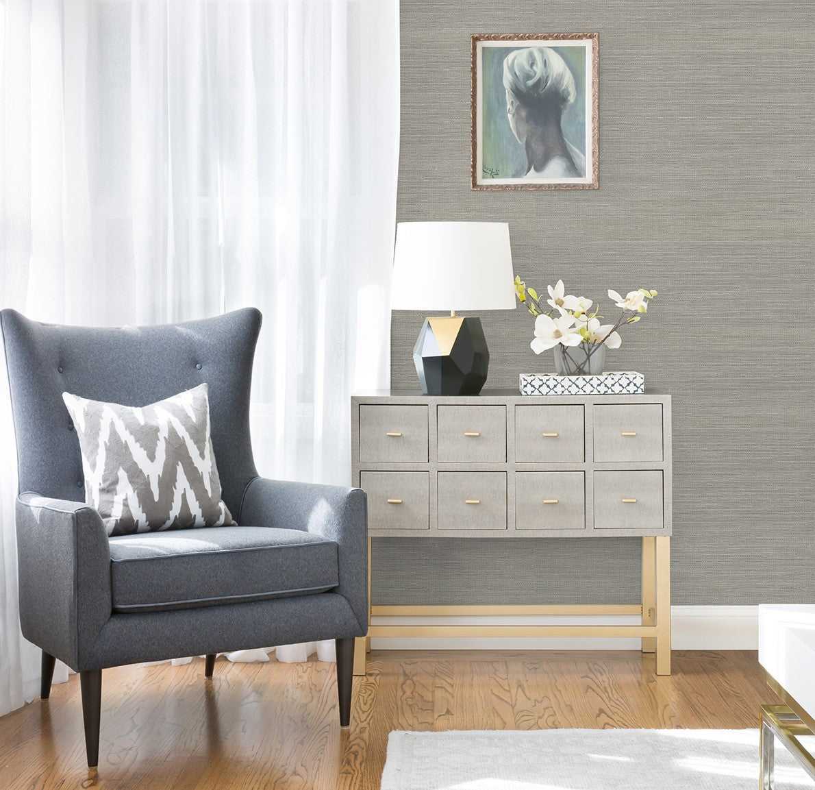 2972-80032 Liaohe Silver Raffia Grasscloth Wallpaper