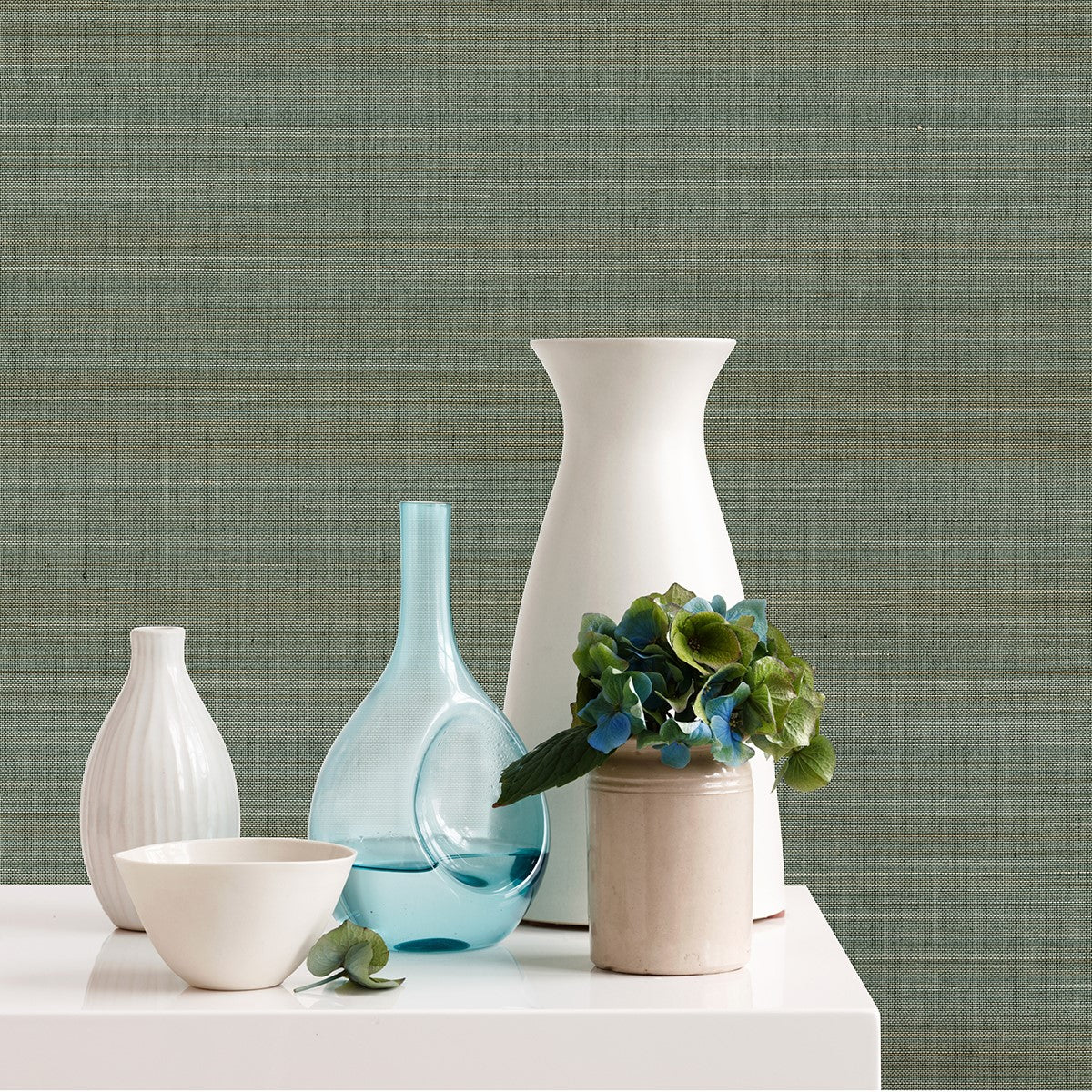 2972-86102 Mai Teal Abaca Grasscloth Wallpaper