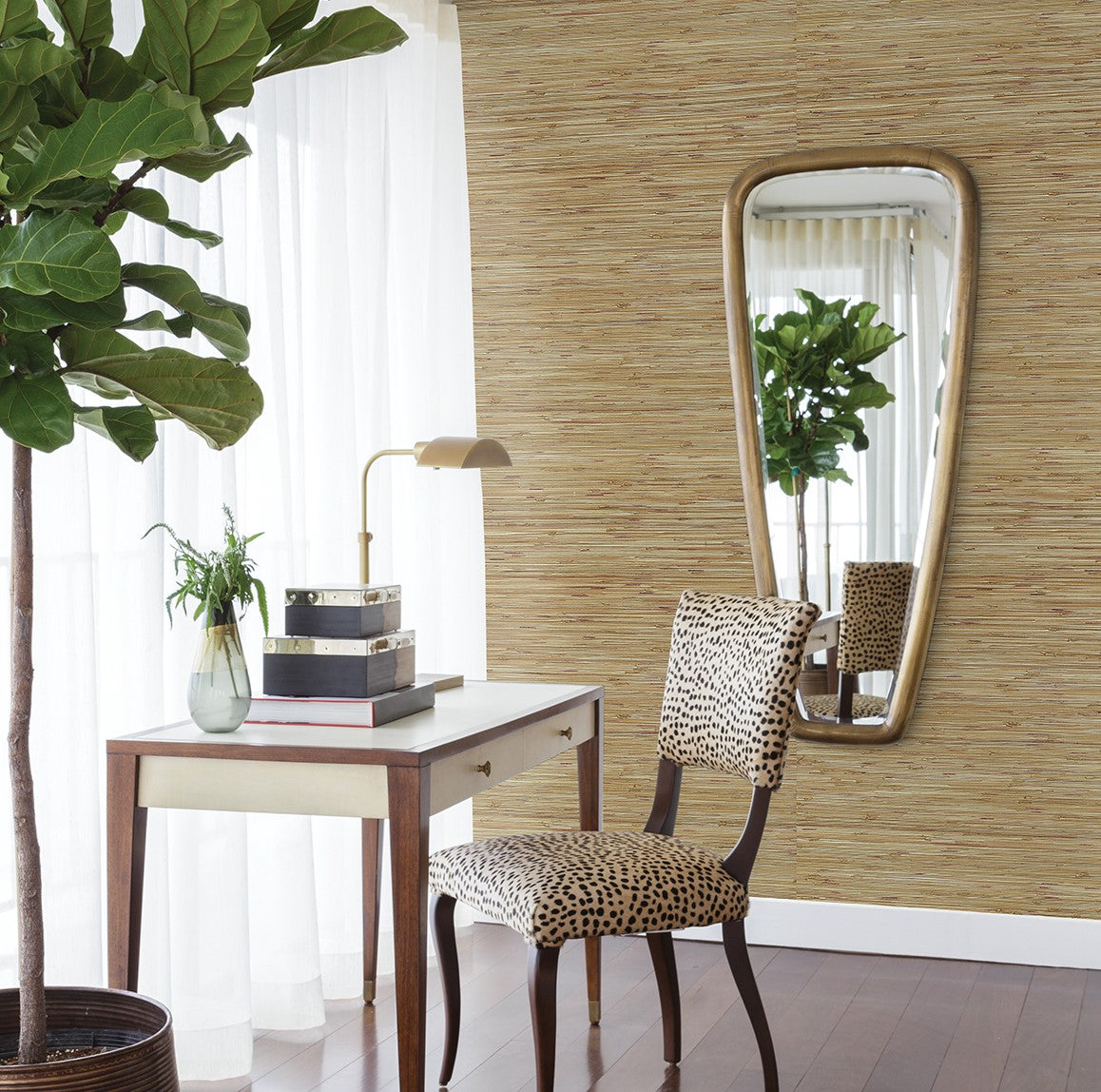 2972-86107 Shuang Light Brown Handmade Grasscloth Wallpaper
