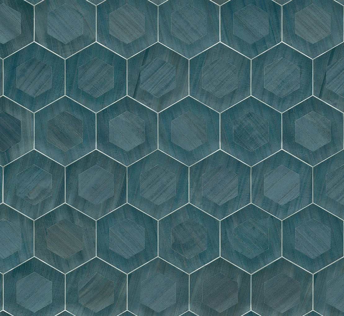 2972-86112 Shunan Blue Wood Veneer Inlay Wallpaper