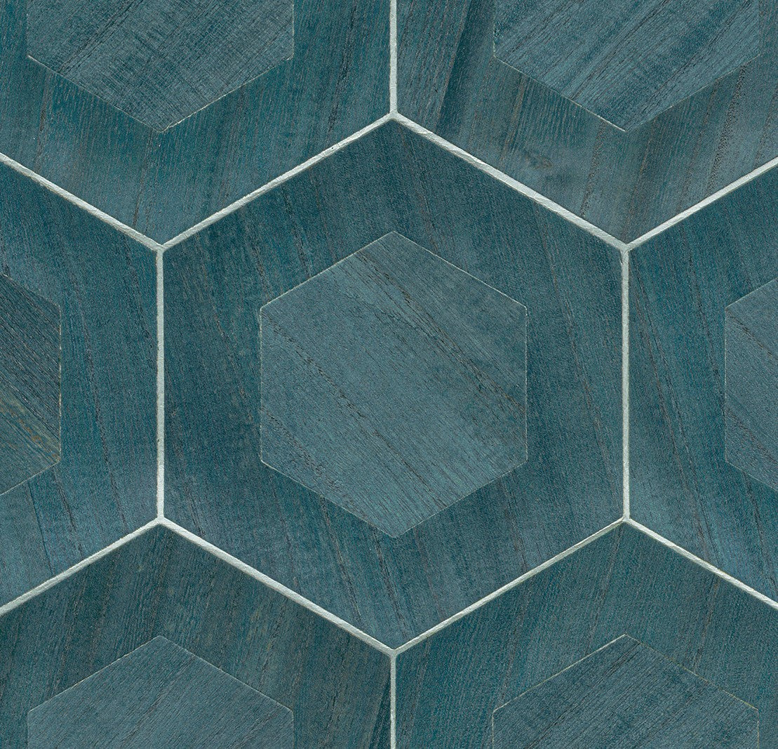 2972-86112 Shunan Blue Wood Veneer Inlay Wallpaper