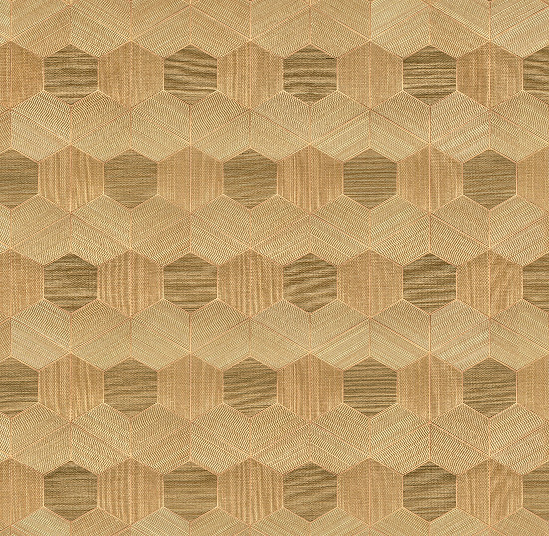 2972-86115 Linzhi Copper Sisal Grasscloth Inlay Wallpaper