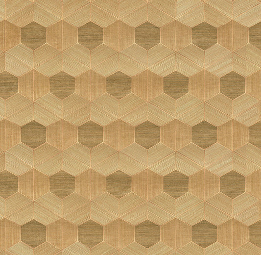 2972-86115 Linzhi Copper Sisal Grasscloth Inlay Wallpaper