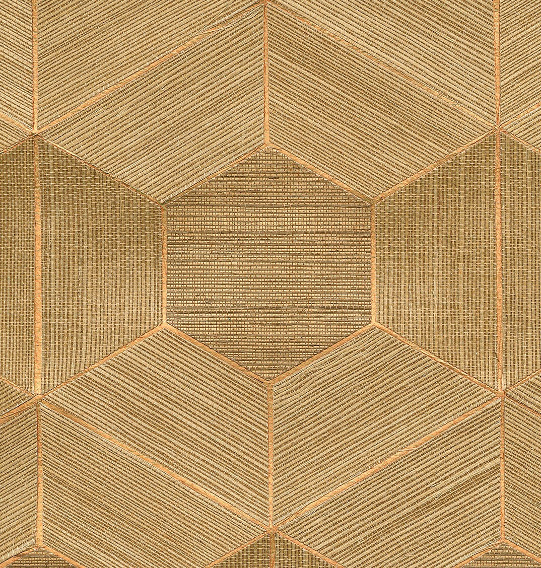 2972-86115 Linzhi Copper Sisal Grasscloth Inlay Wallpaper