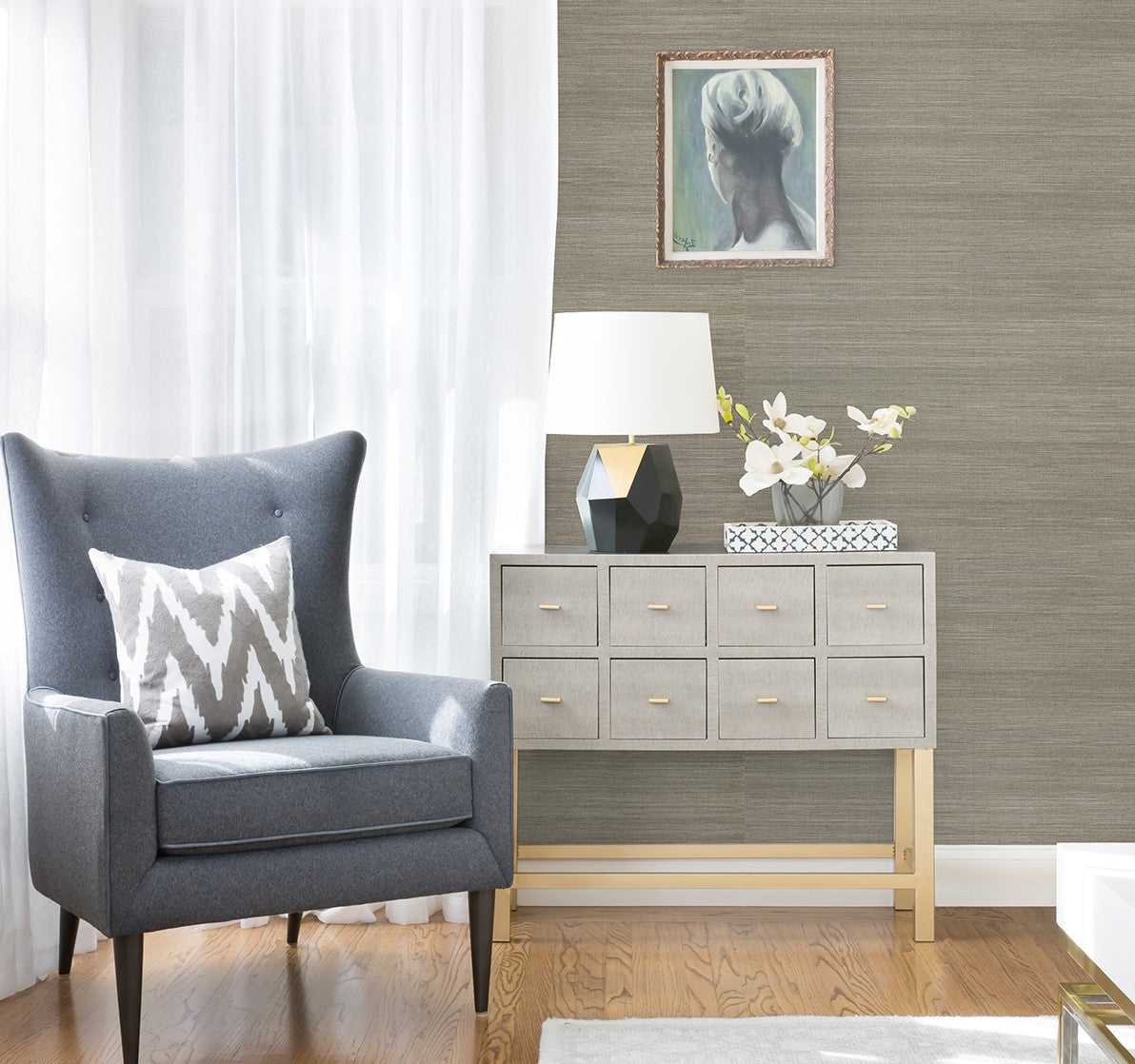 2972-86116 Caihon Silver Sisal Grasscloth Wallpaper