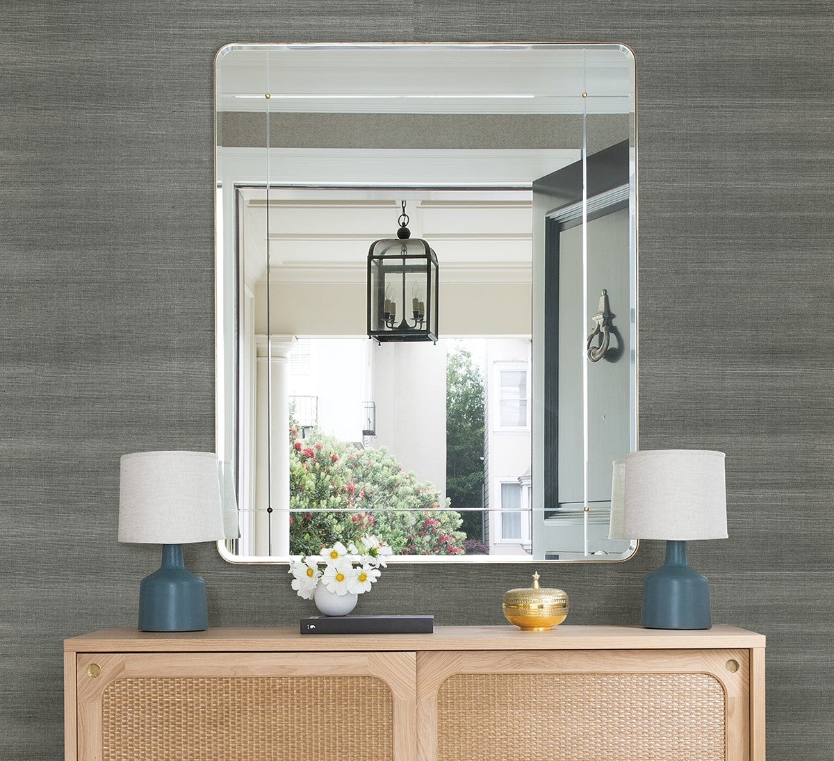 2972-86138 Sakiya Slate Sisal Grasscloth Wallpaper