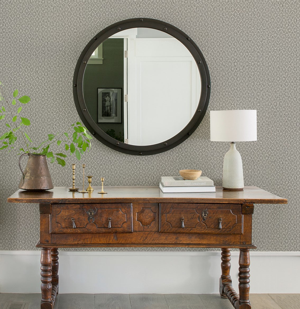 2972-86146 Hui Grey Paper Weave Grasscloth Wallpaper