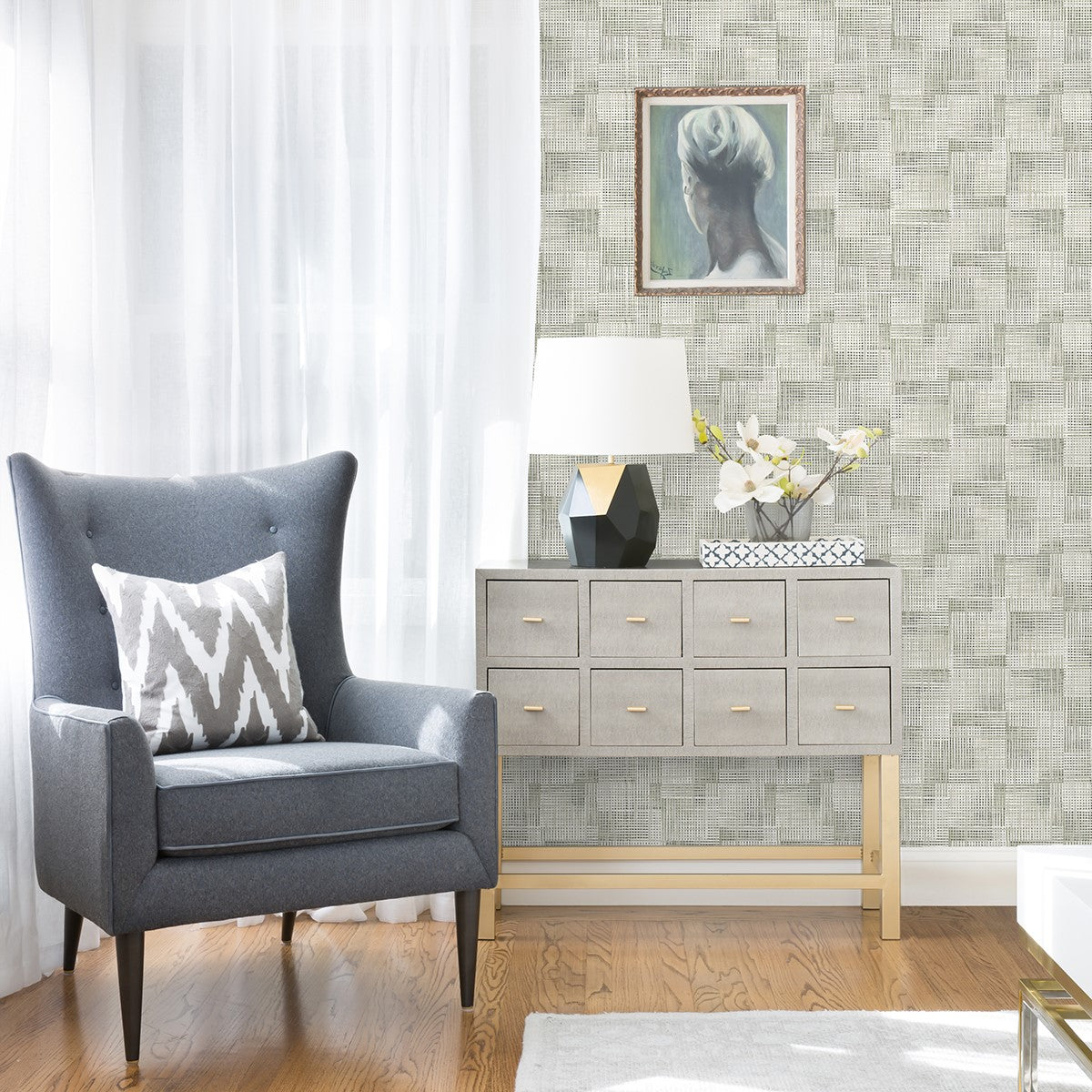 2972-86159 Ting Sage Lattice Wallpaper