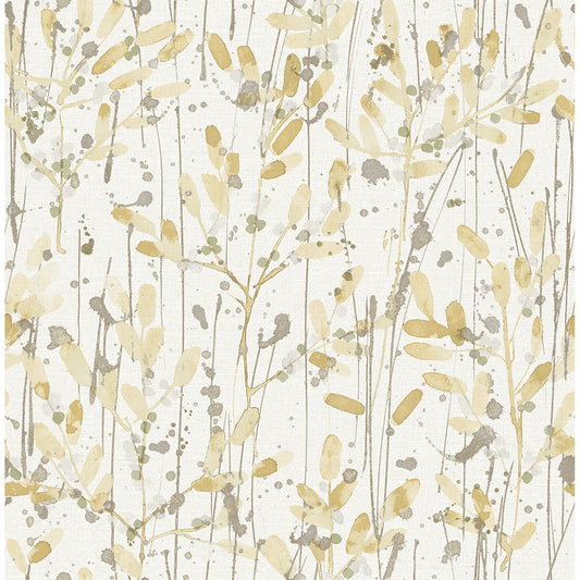 2975-26240 Leandra Yellow Floral Trail Wallpaper