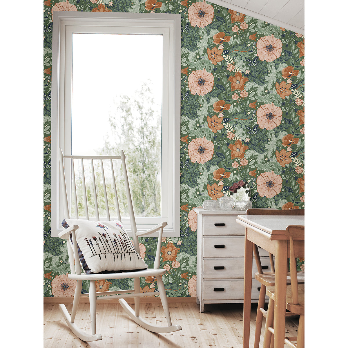 2999-13109 Victoria Green Floral Nouveau Wallpaper