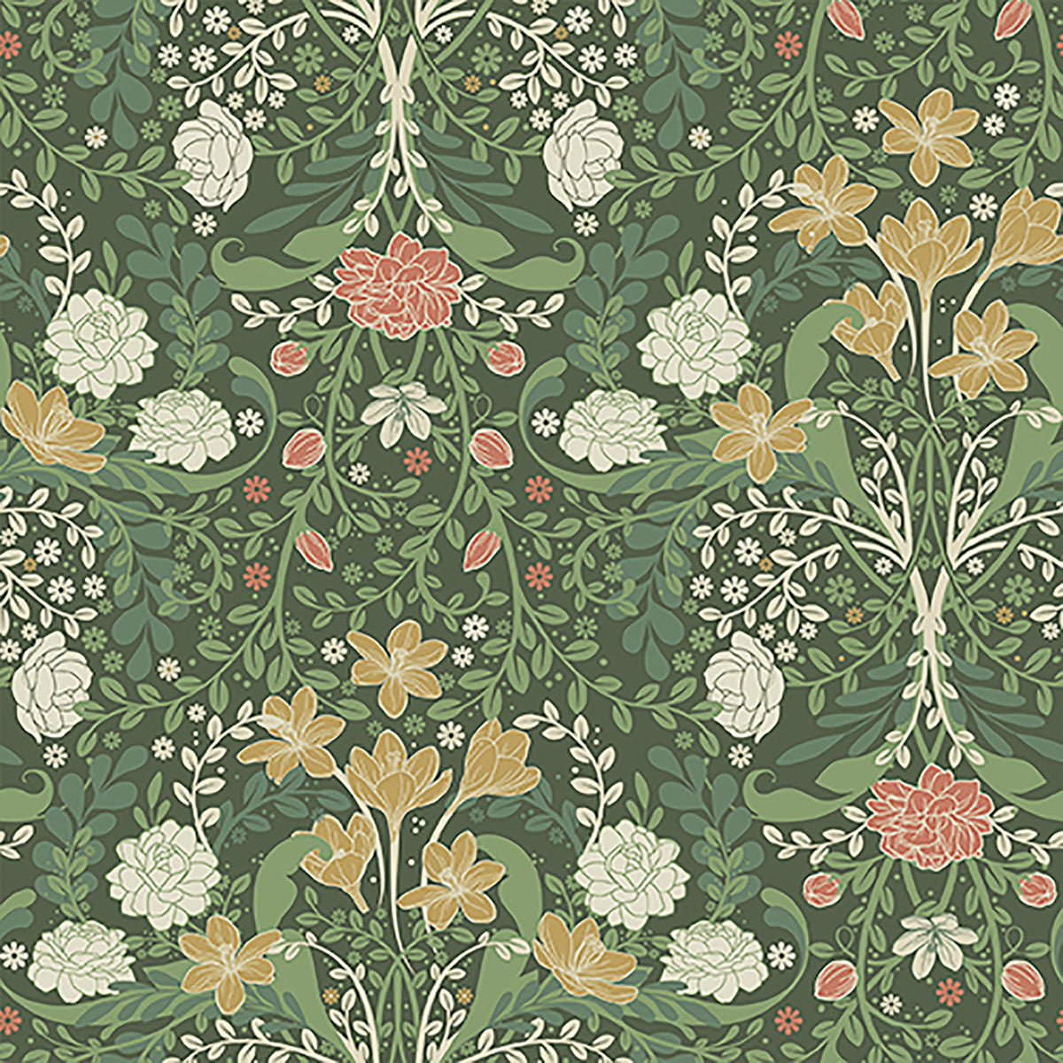 2999-24102 Froso Green Garden Damask Wallpaper