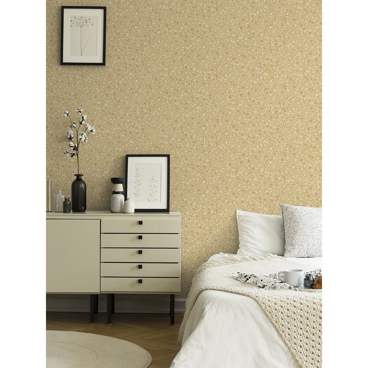  2999-24129 Hummelvik Yellow Daisy Trail Wallpaper