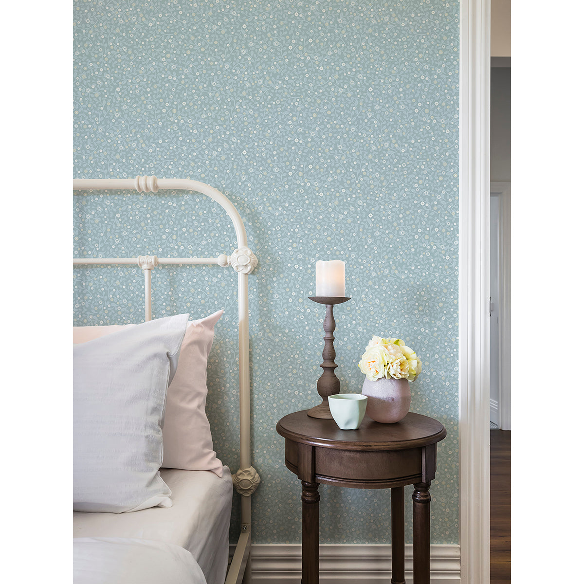  2999-24130 Hummelvik Blue Daisy Trail Wallpaper