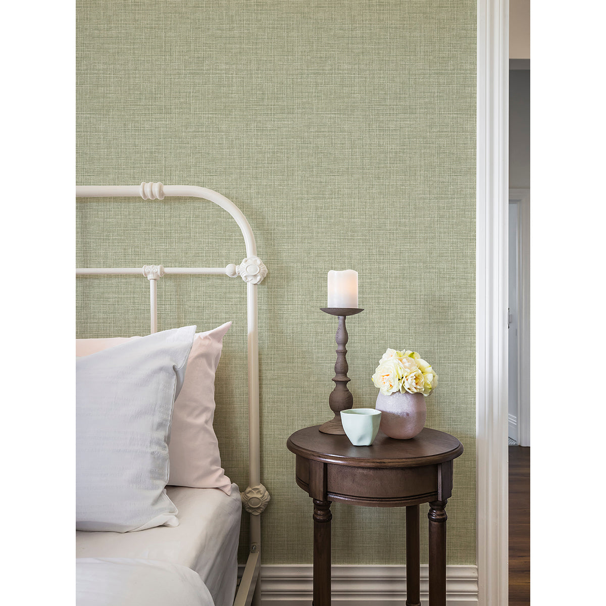  2999-25792 Tuckernuck Green Linen Wallpaper