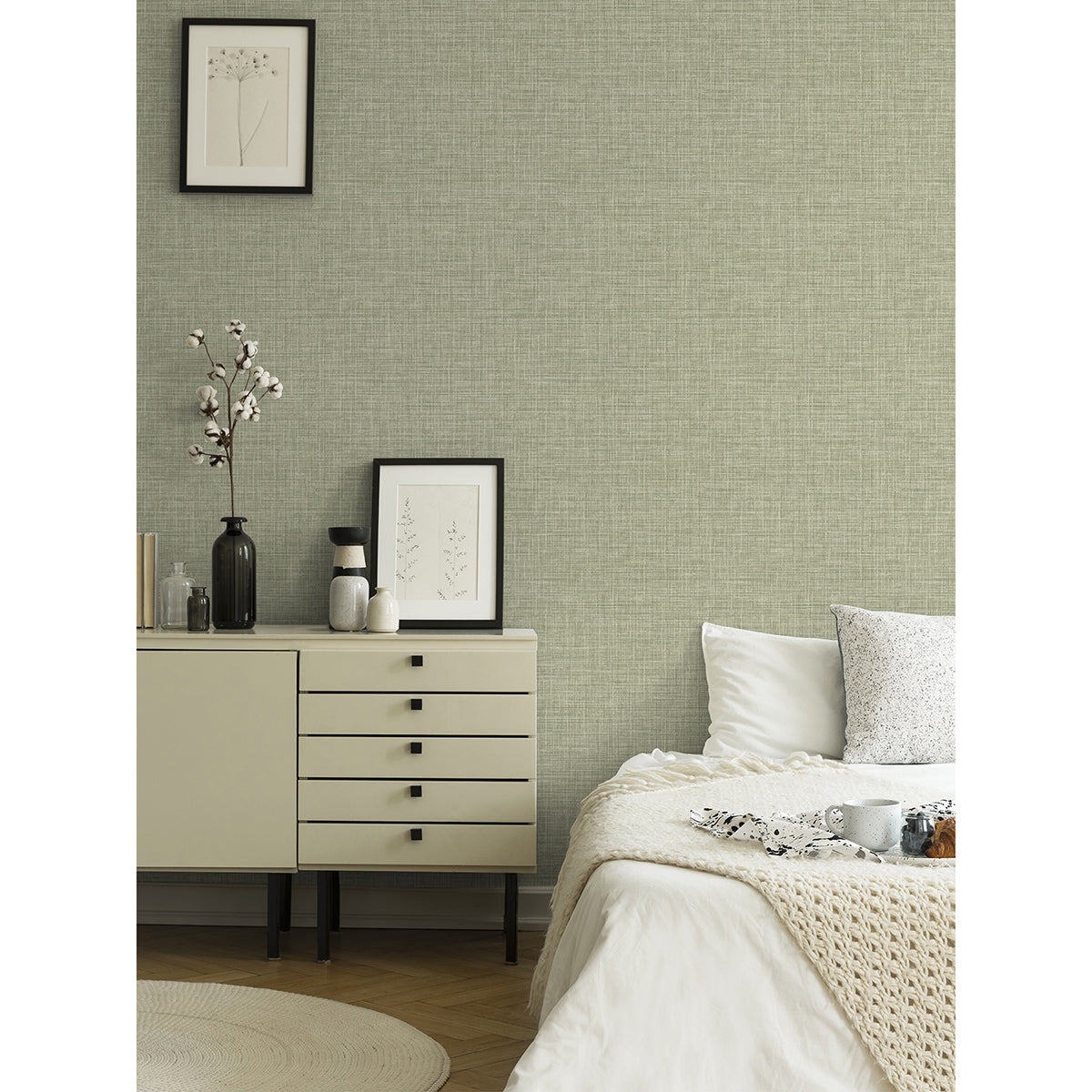  2999-25792 Tuckernuck Green Linen Wallpaper