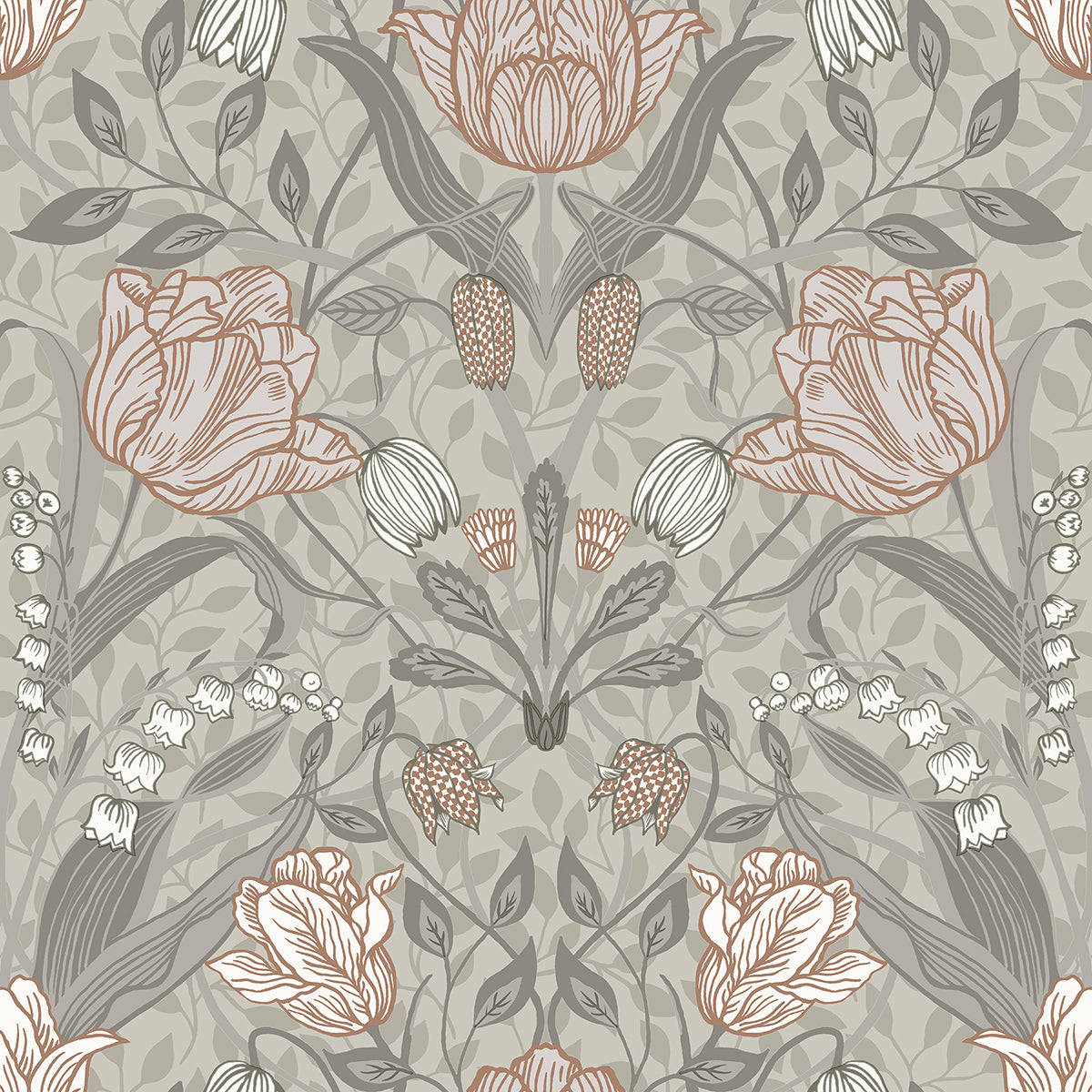 2999-44105 Filippa Grey Tulip Wallpaper