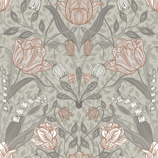 2999-44105 Filippa Grey Tulip Wallpaper