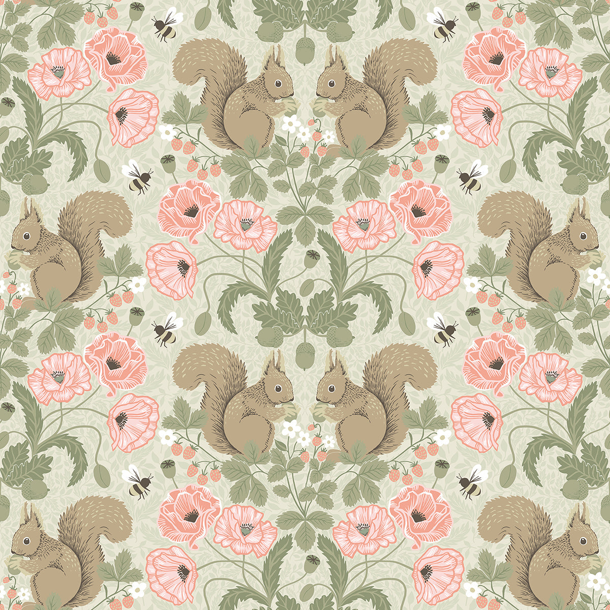 2999-44120 Kurre Pink Woodland Damask Wallpaper