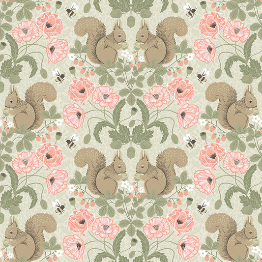 2999-44120 Kurre Pink Woodland Damask Wallpaper