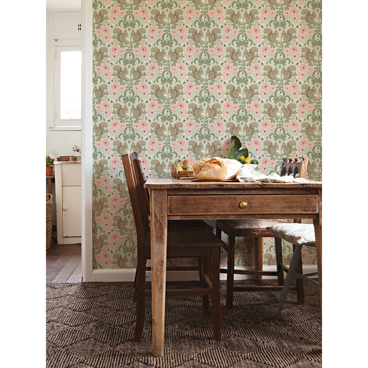 2999-44120 Kurre Pink Woodland Damask Wallpaper