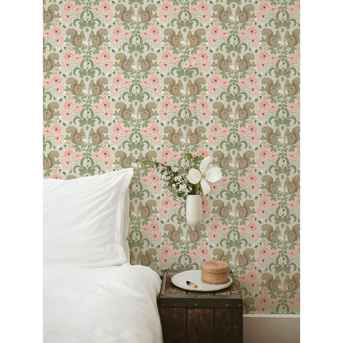 2999-44120 Kurre Pink Woodland Damask Wallpaper