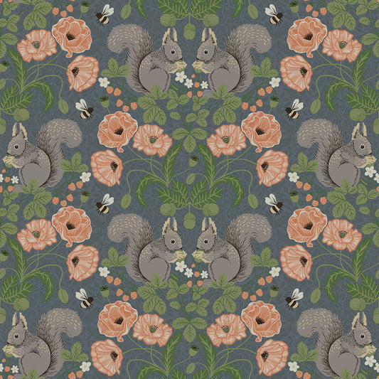 2999-44122 Kurre Blue Woodland Damask Wallpaper