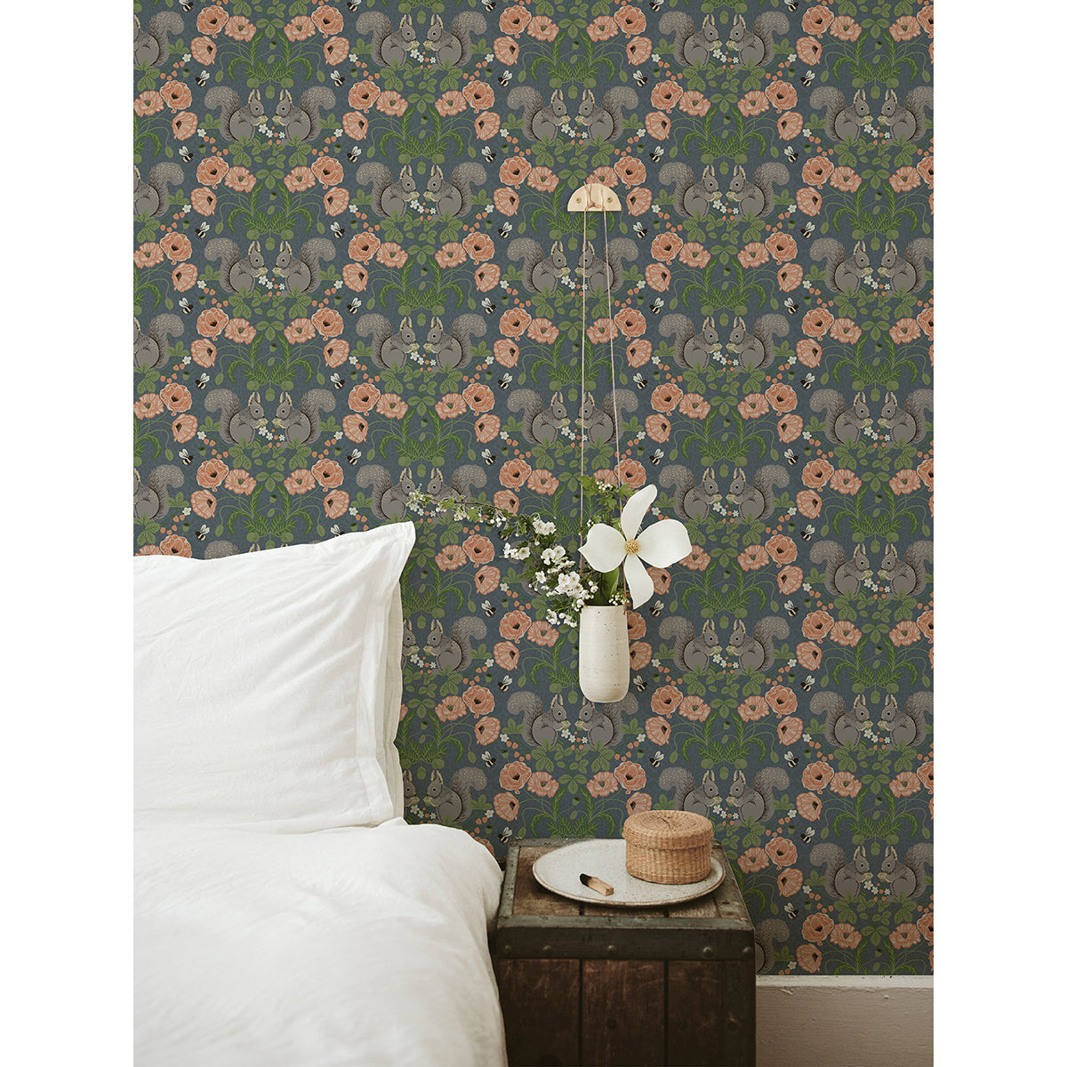 2999-44122 Kurre Blue Woodland Damask Wallpaper