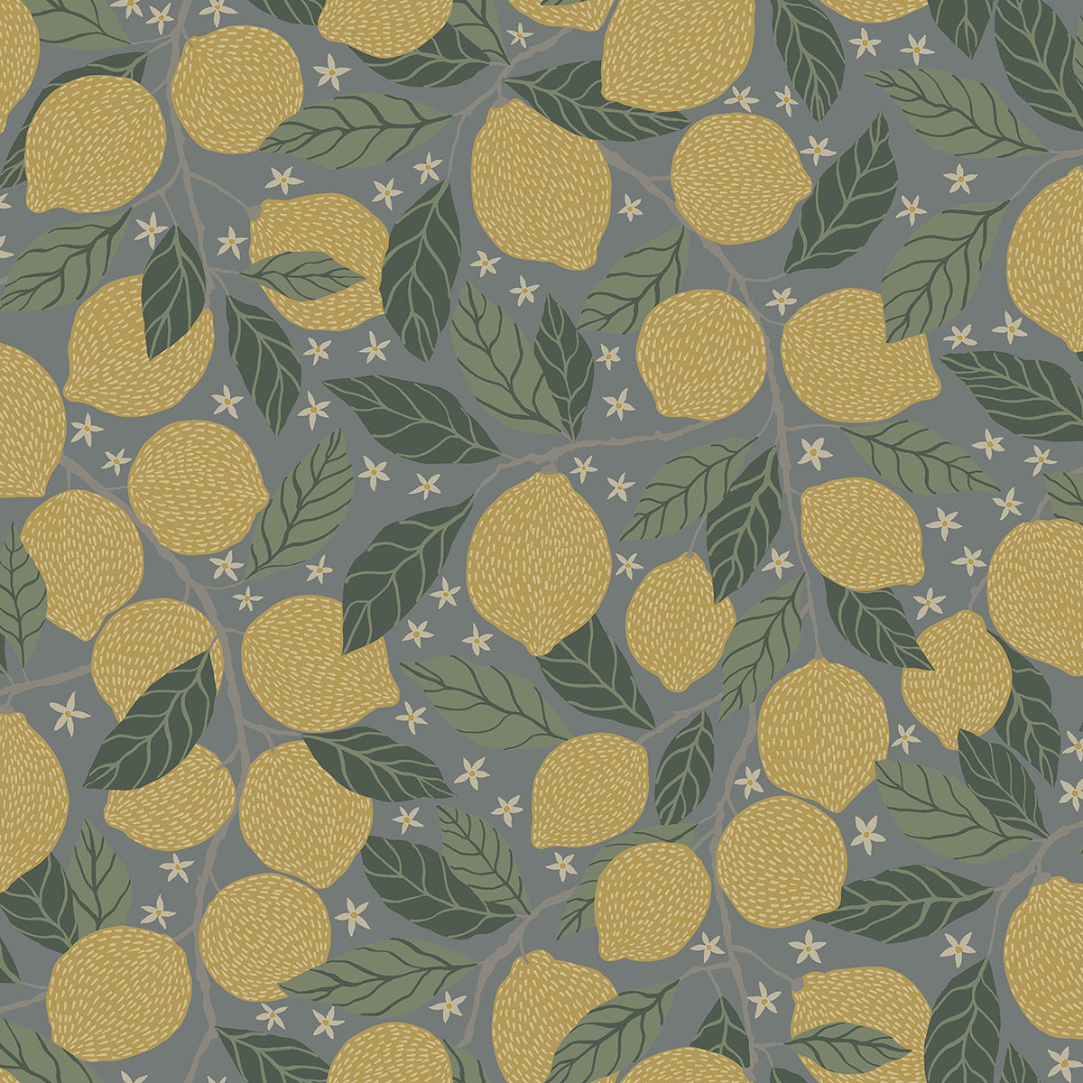 2999-44132 Lemona Blue Fruit Tree Wallpaper