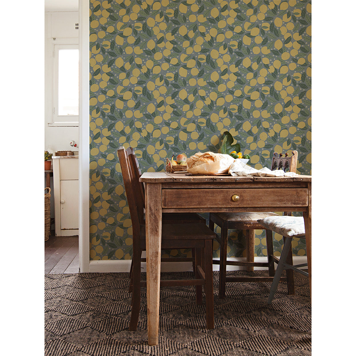 2999-44132 Lemona Blue Fruit Tree Wallpaper