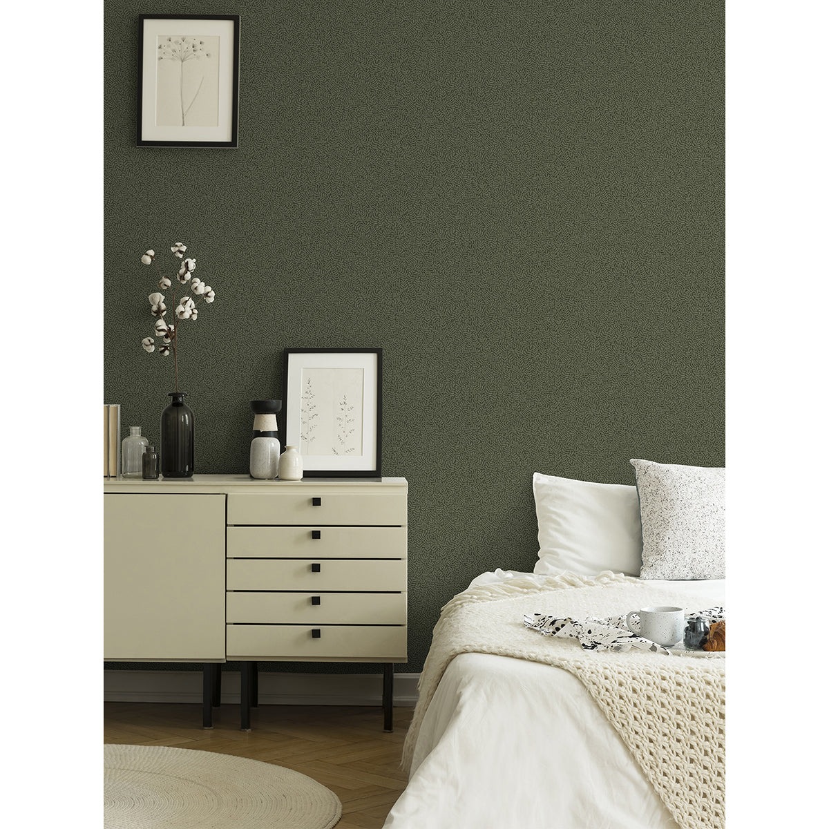  2999-55000 Anna Dark Green Fern Trail Wallpaper