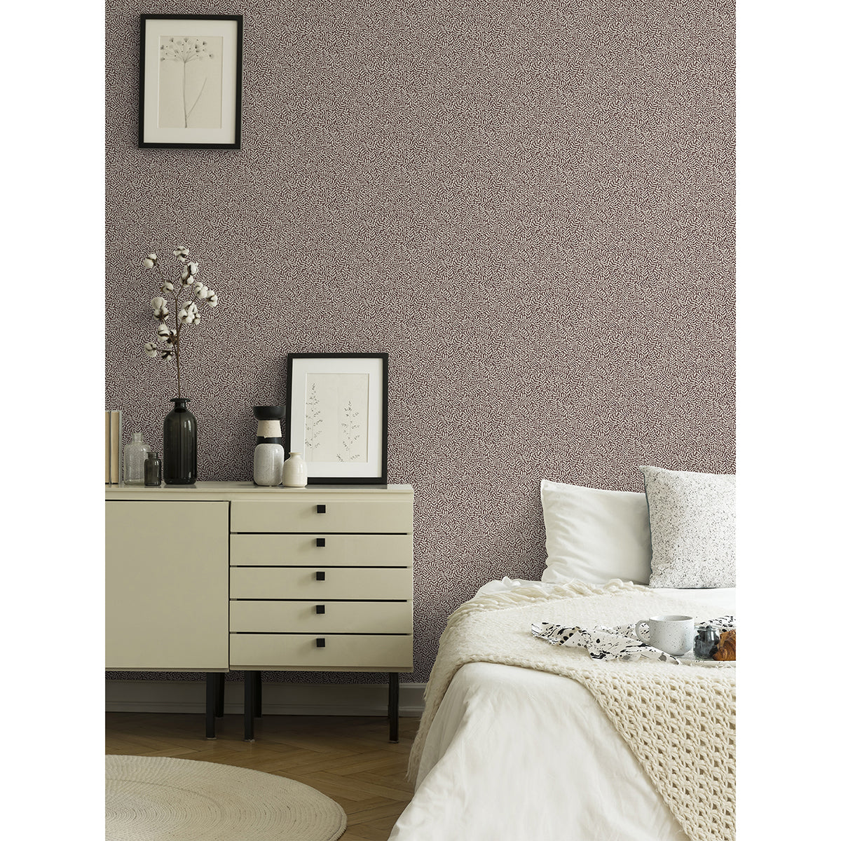  2999-55005 Anna Purple Fern Trail Wallpaper