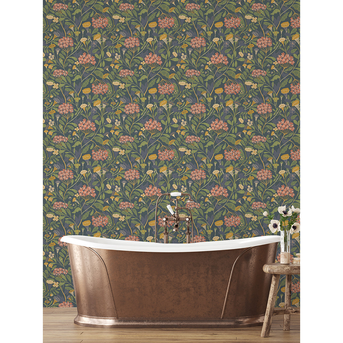  2999-55020 Hybbe Blue Hydrangea Garden Wallpaper