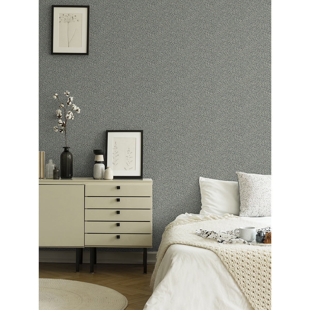 2999-55032 Anna Dark Blue Fern Trail Wallpaper